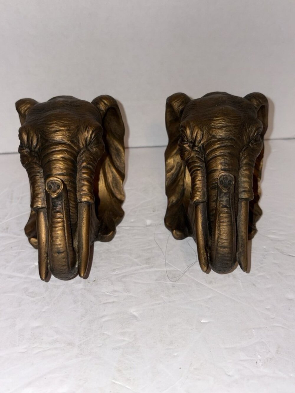Vintage Elephant Head Curtain Rod Holder Pole Brackets – Pair of 2 Unbranded